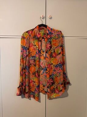 Rococo Sand Orange Pink Blue Floral Button-Down Shirt
